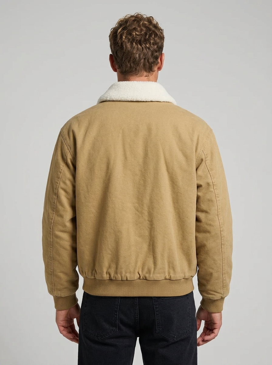Men's Bomber Jacket Zip-Up Shearling Collar | Winter