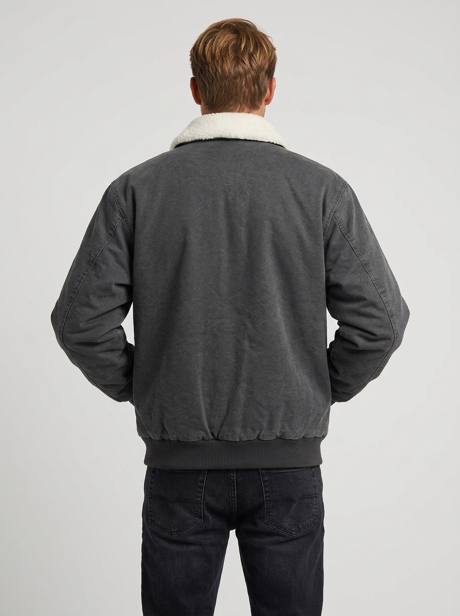 Men's Bomber Jacket Zip-Up Shearling Collar | Winter