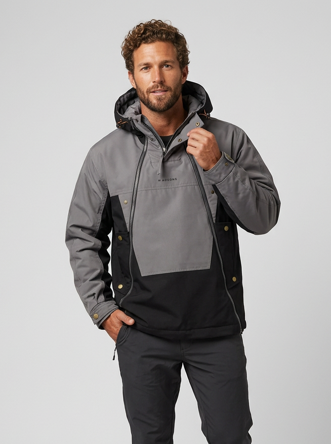 Men's Jacket Hooded Half-Zip Colour Block | Rain