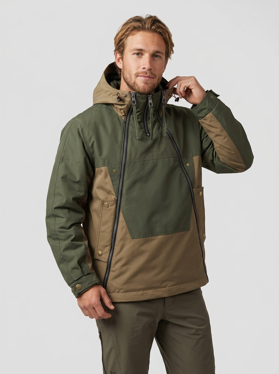 Men's Jacket Hooded Half-Zip Colour Block | Rain