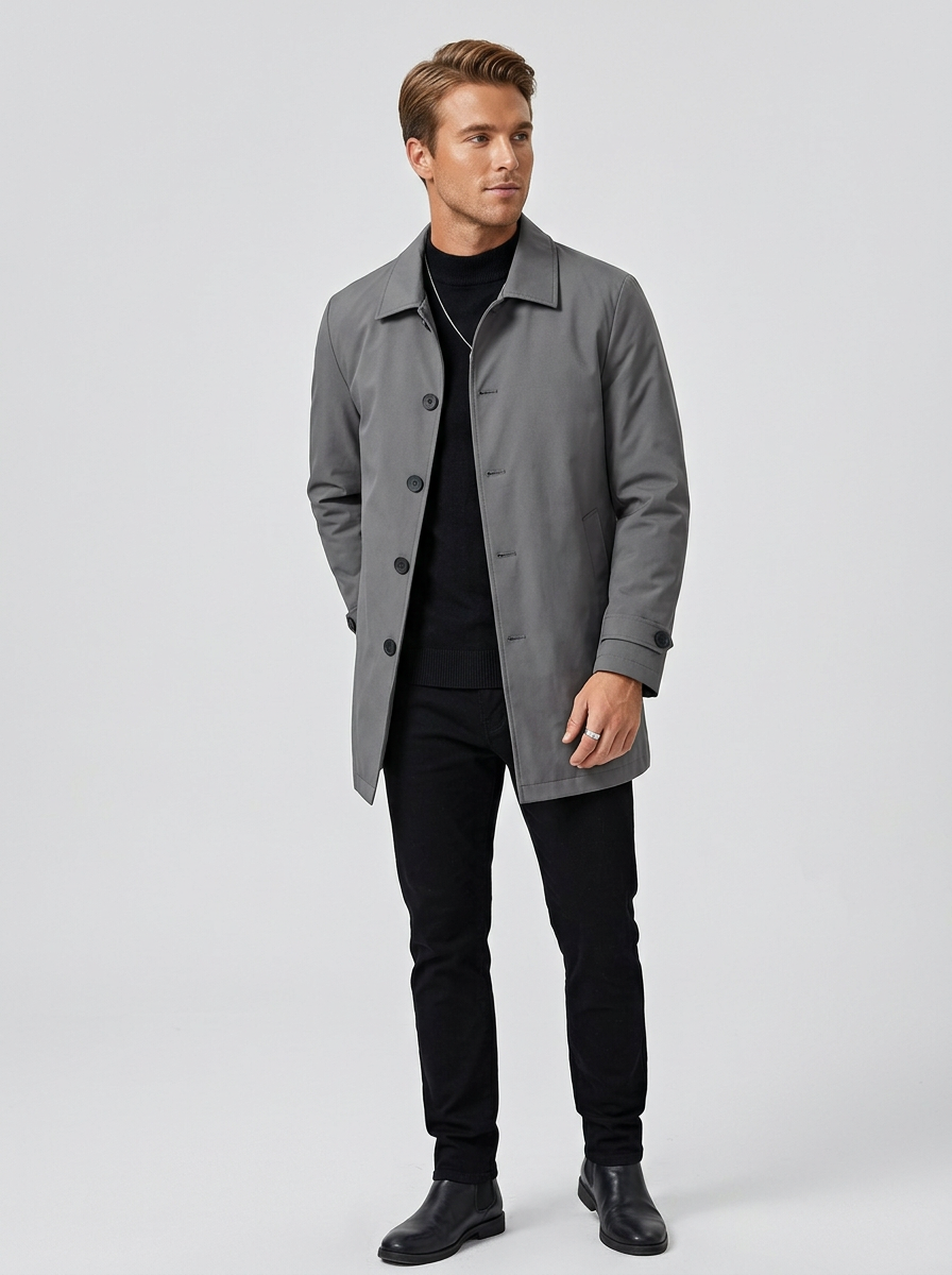 Men's Long Down Jacket Single-Breasted | Casual