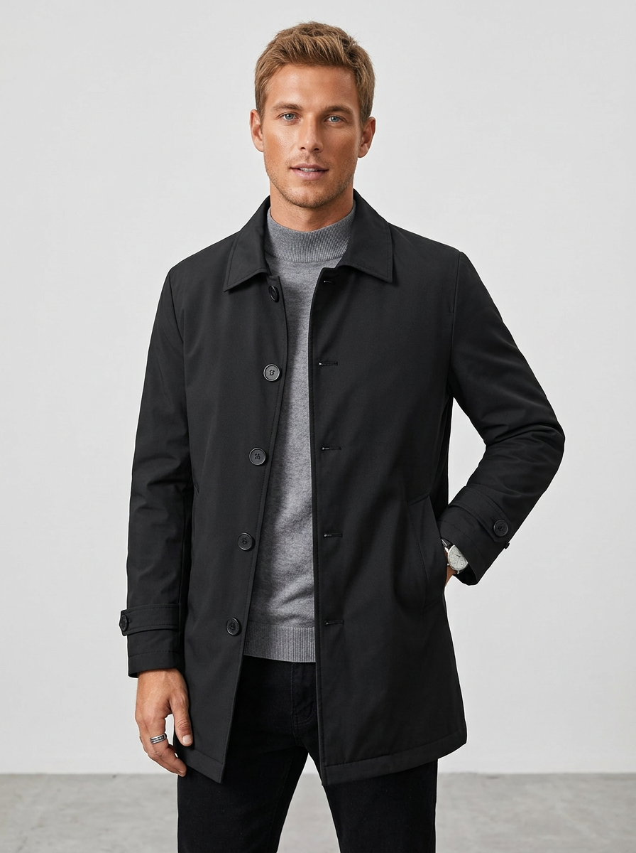 Men's Long Down Jacket Single-Breasted | Casual