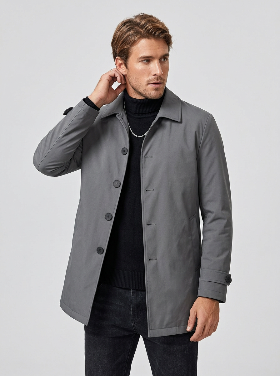 Men's Long Down Jacket Single-Breasted | Casual