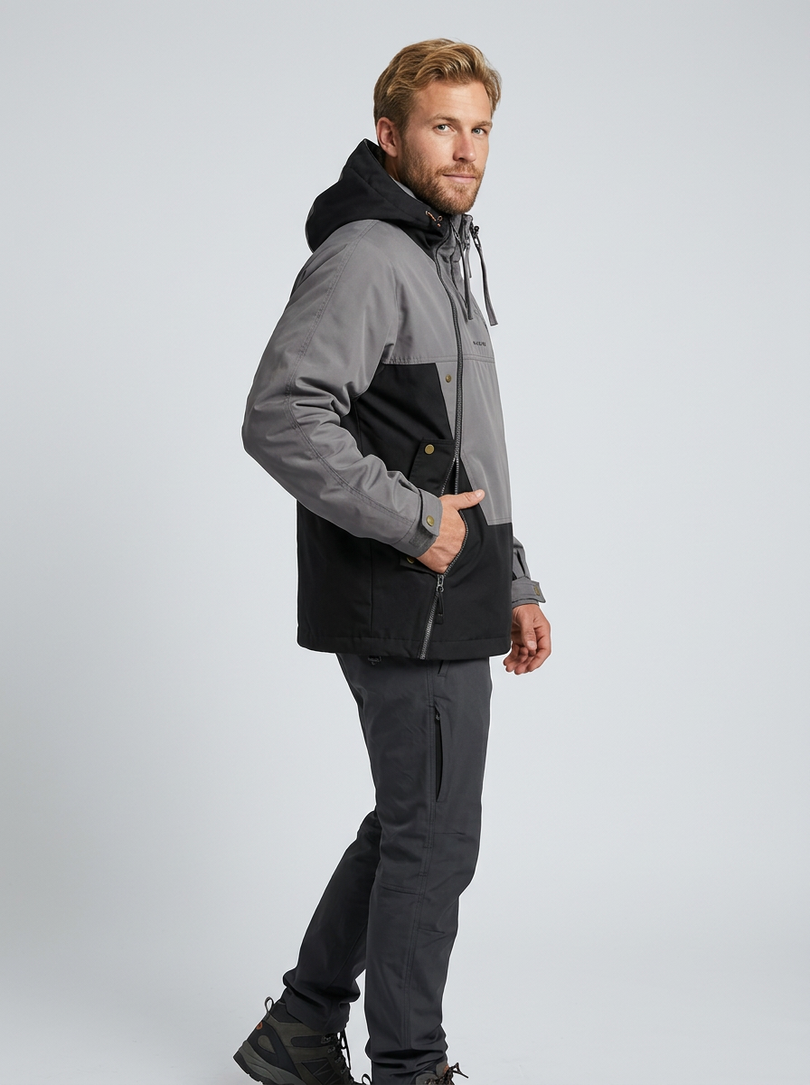 Men's Jacket Hooded Half-Zip Colour Block | Rain