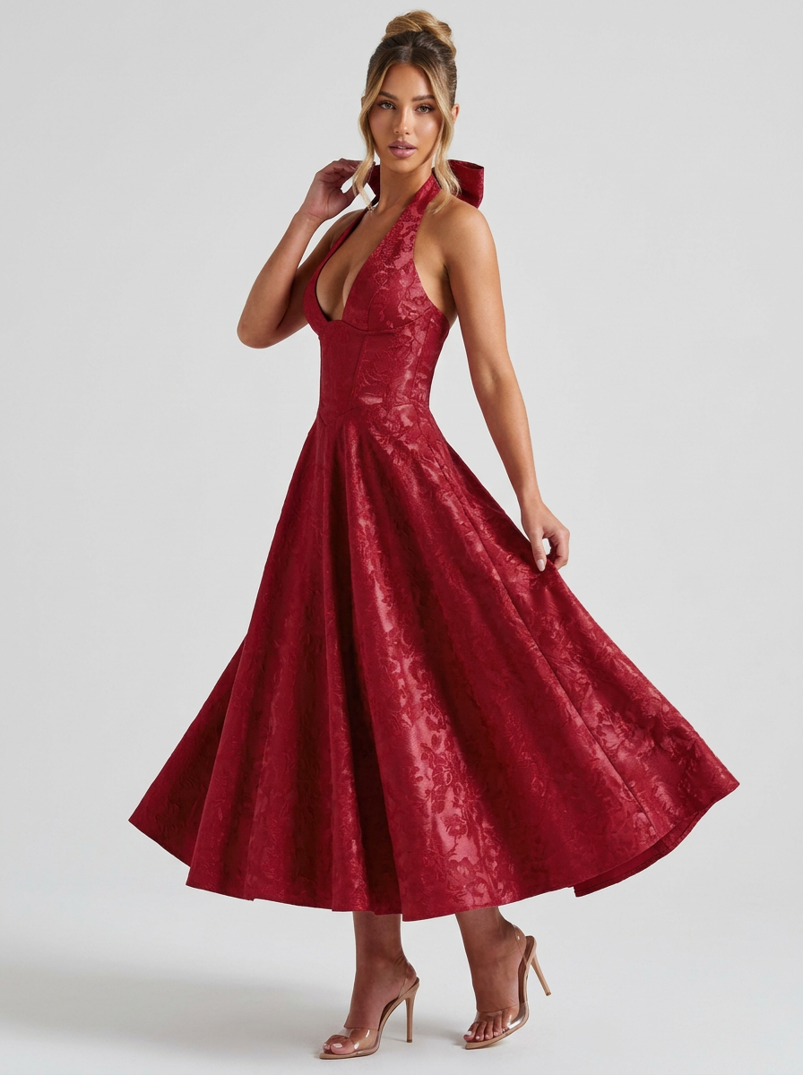 Women's Formal Dress Halter Neck Corset A-Line | Midi