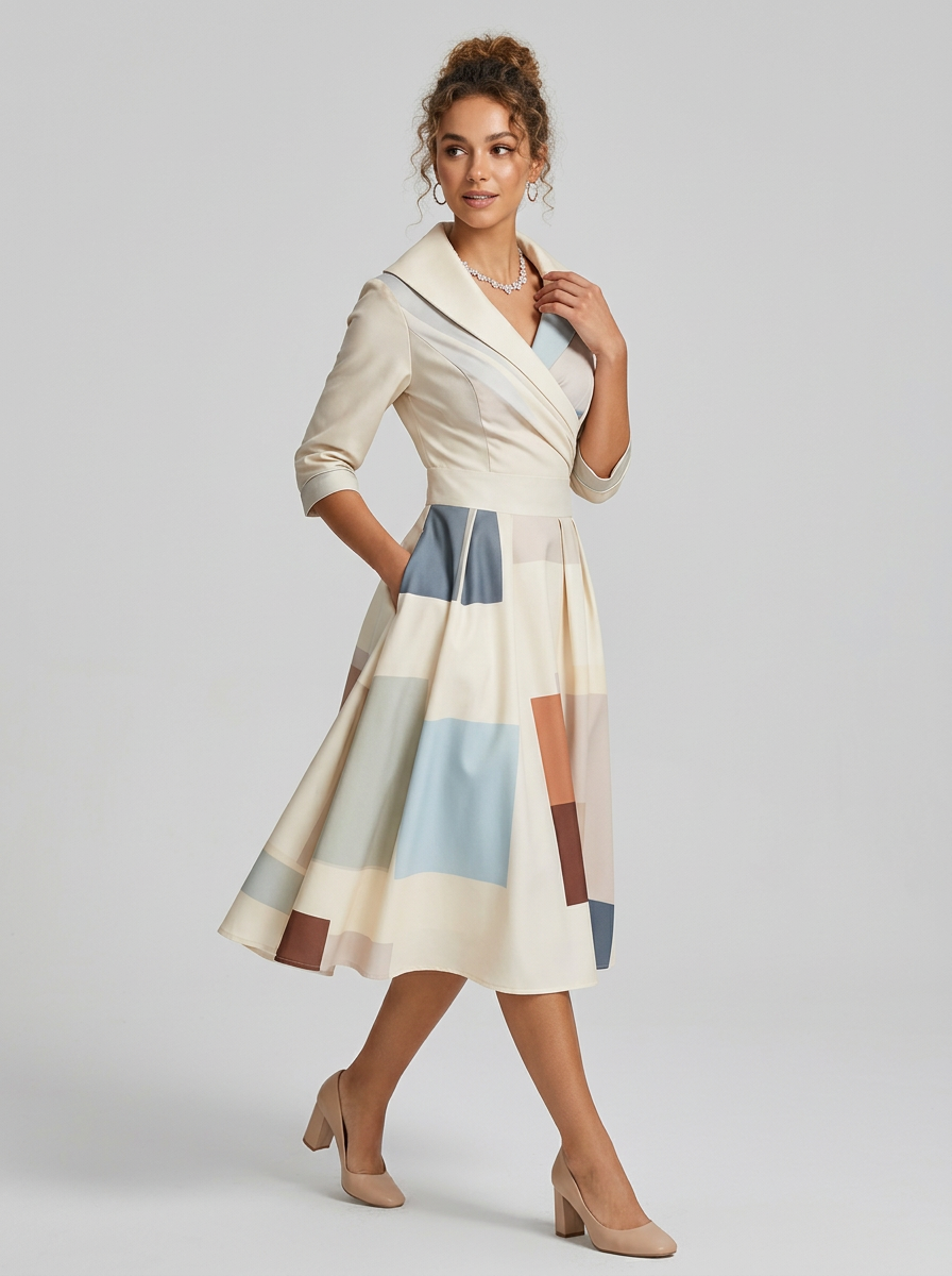 Women's Formal Dress Wrap V-Neck A-Line | Midi