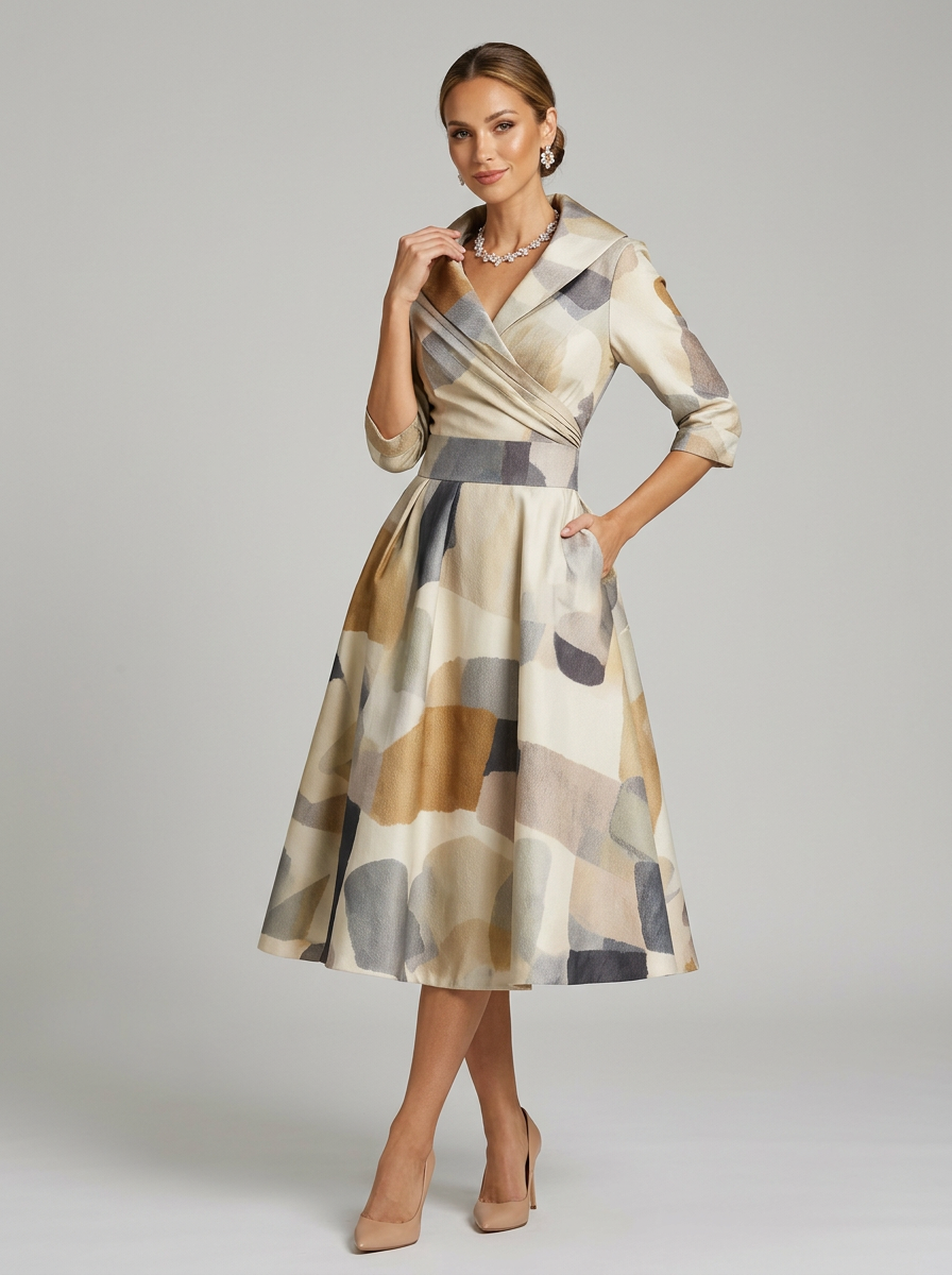 Women's Formal Dress Wrap V-Neck A-Line | Midi