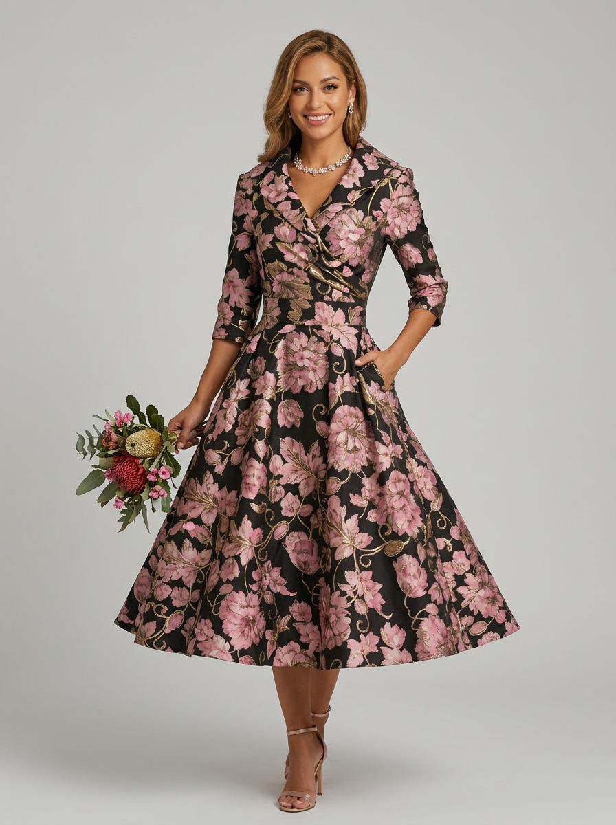 Women's Formal Dress Wrap V-Neck A-Line | Midi