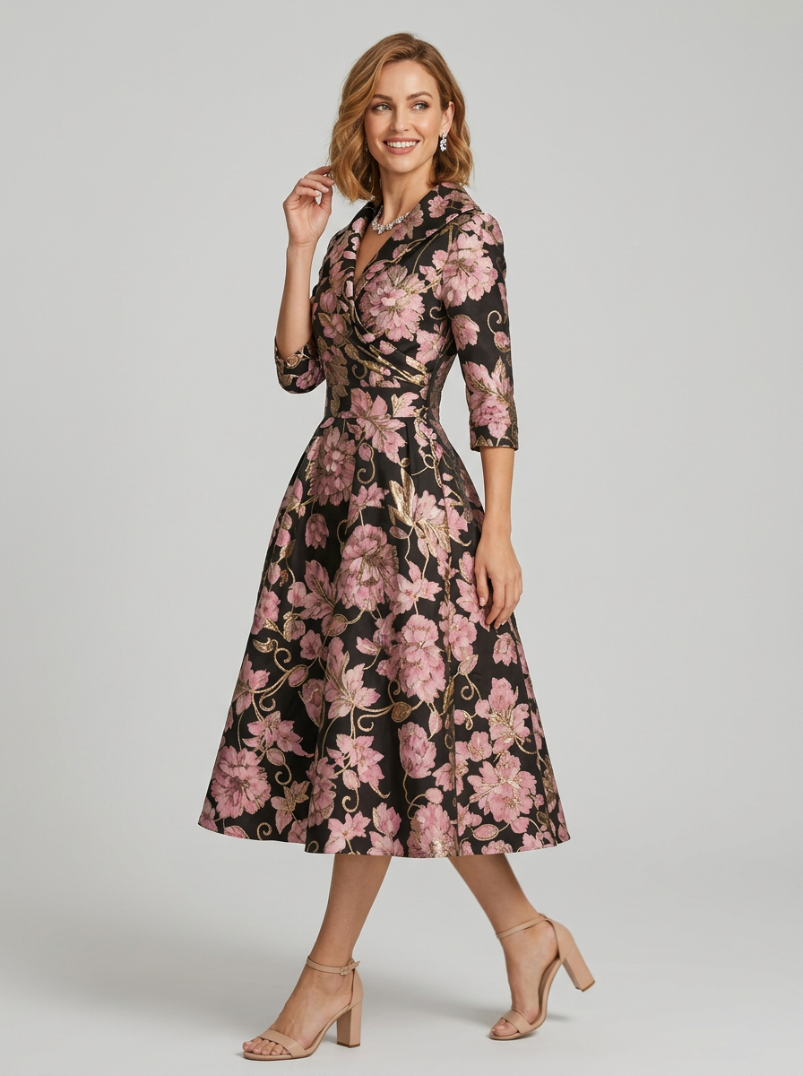 Women's Formal Dress Wrap V-Neck A-Line | Midi