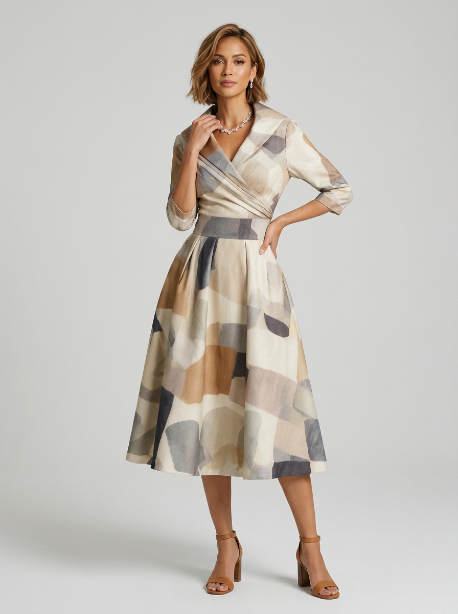Women's Formal Dress Wrap V-Neck A-Line | Midi