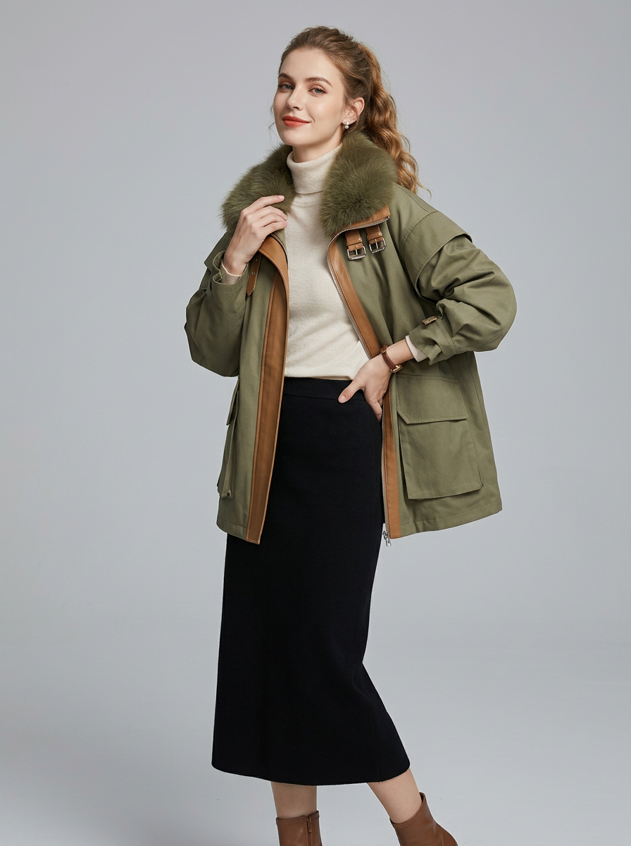 Women's Winter Jacket Oversized Fluffy Collar | Utility