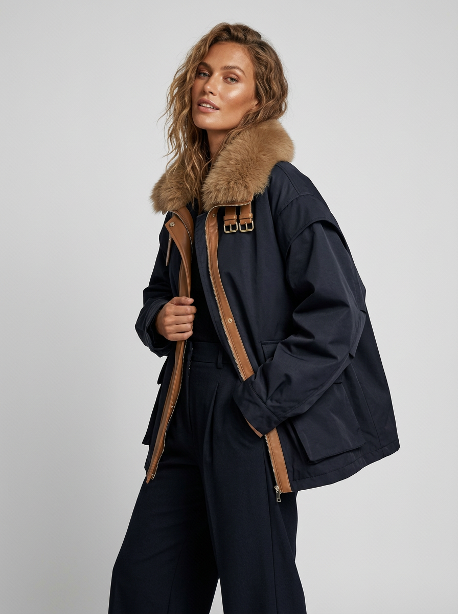 Women's Winter Jacket Oversized Fluffy Collar | Utility