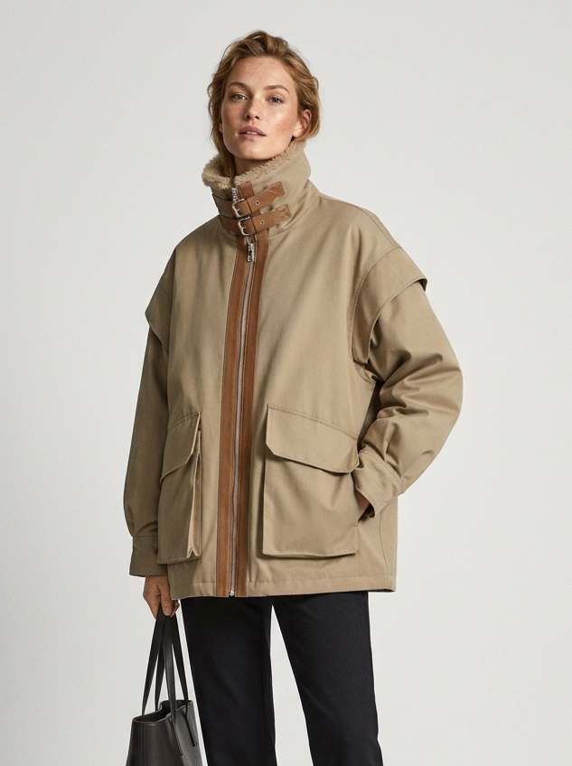 Women's Winter Jacket Oversized Fluffy Collar | Utility