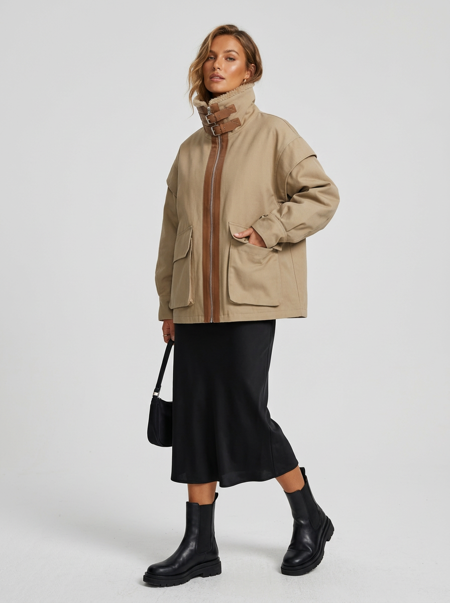 Women's Winter Jacket Oversized Fluffy Collar | Utility