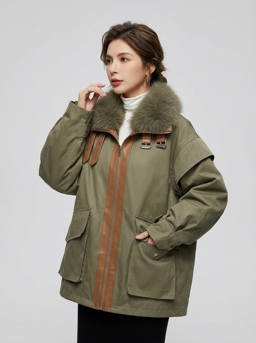 Women's Winter Jacket Oversized Fluffy Collar | Utility